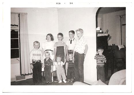 1956 - Roger, Garry, niece Ginny, and more, in Uncle Neal's house (later Bucky's house).jpg